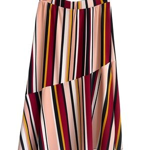 Lane Bryant Striped Asymmetrical Midi Skirt